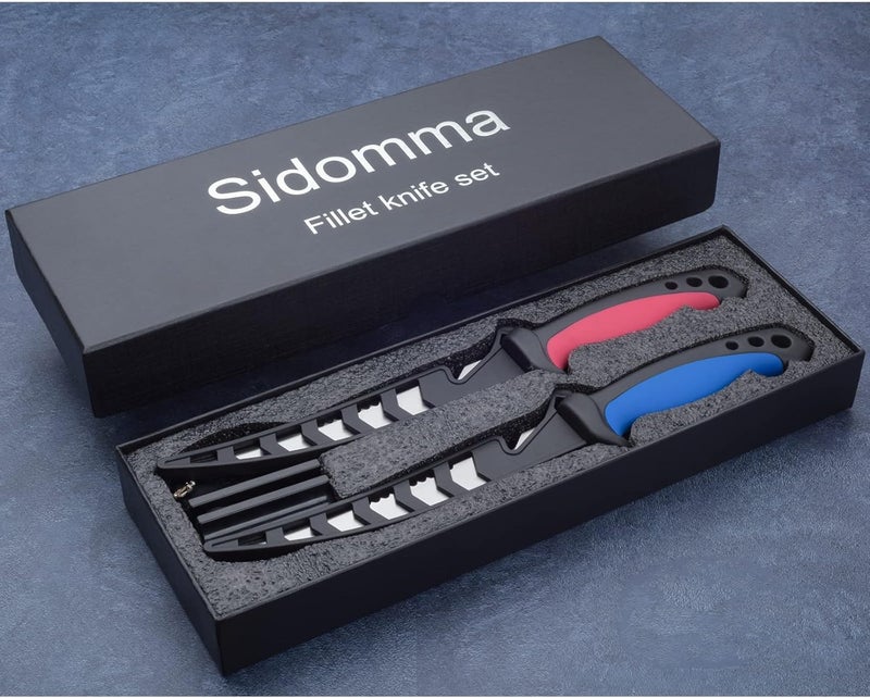 Sidomma 2 pcs Fishing Fillet Knife Set Stainless Steel 6.5 Inch Pro Fish Knife for Filleting, Fishing Gear, Fishing Tool Set, Fishing Sccessories Gifts for Men - Image 2